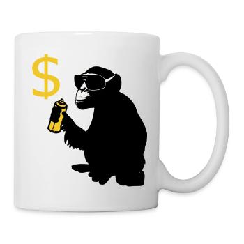 singe pulvérisé signes de dollar - Mug blanc - blanc - Droite