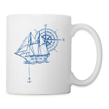 Blue ship with compass - Mug - white - Right