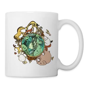 Nature Tierkugel Weltkugel - Tasse - Weiß - Rechts