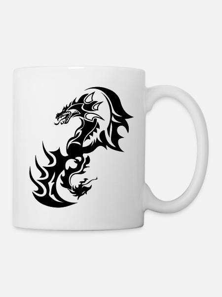 Drachen Tribal Tattoo tatouage14 - Tasse - Weiß
