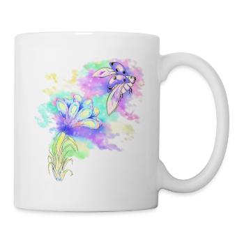 Pastell Marienkäfer Blume Design Handgezeichnet - Tasse - Weiß - Rechts