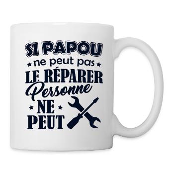 Tshirt Grand-Père - Papou ne peut pas le Réparer - Mug blanc - blanc - Droite