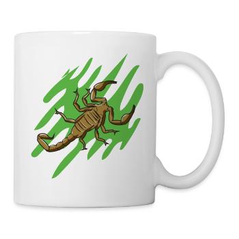Scorpio zodiac sign with scissors and poison sting - Mug - white - Right
