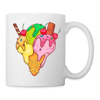 Eis Speiseeis Eiskrem Eiscreme Kugeleis Eisbecher - Tasse - Weiß - Rechts