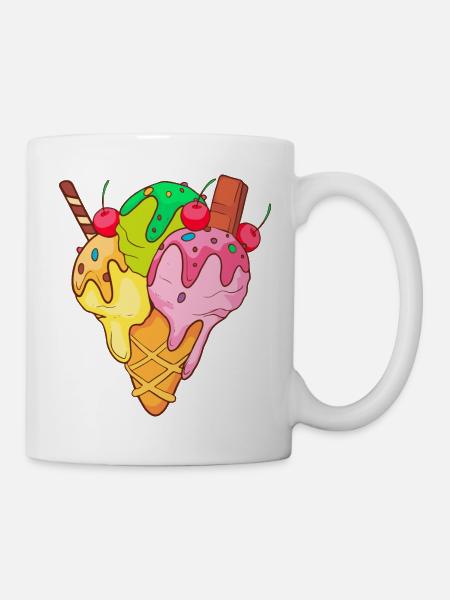 Eis Speiseeis Eiskrem Eiscreme Kugeleis Eisbecher - Tasse - Weiß