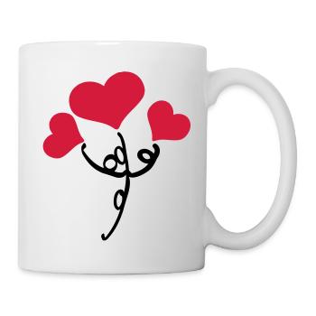 Rote Herzen Blume - Tasse - Weiß - Rechts