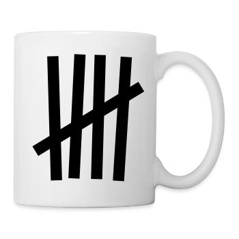 Strichliste 5 Striche - Tasse - Weiß - Rechts