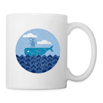 Cooler Wal Fisch Geschenk Geometrie minimalistisch - Tasse - Weiß - Rechts