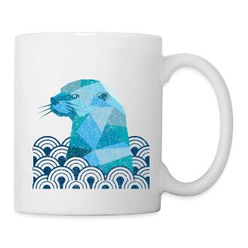 Otter gift geometry minimalist design - Mug - white - Right