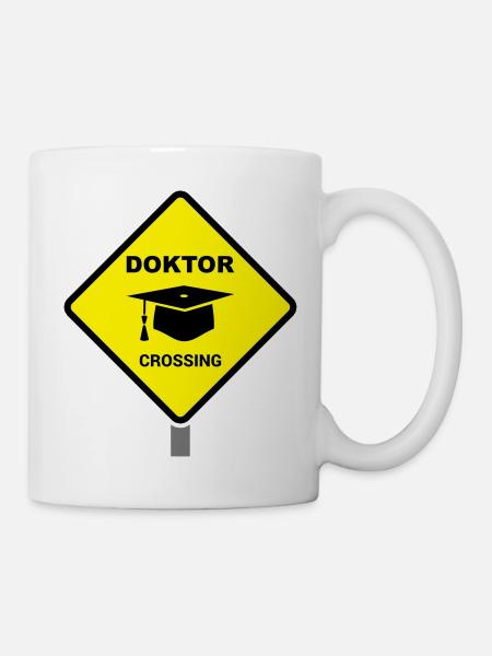Docteur signe avec cadeau de mortier Thèse de doctorat - Mug blanc - blanc