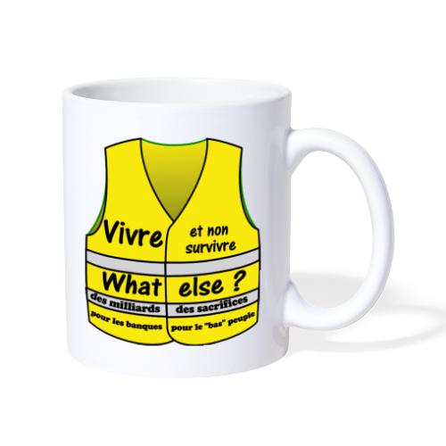tee shirt gilet jaune vivre et non survivre - Mug blanc