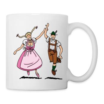 pair in Dirndl and Lederhosen - Mug - white - Right