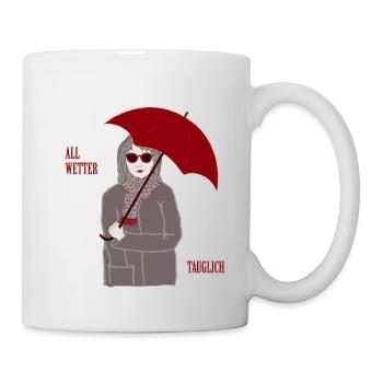 Prêt pour tous les temps, automne, parapluie, bronzage - Mug blanc - blanc - Droite
