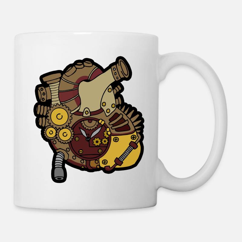 Steampunk Herz - Tasse - Weiß