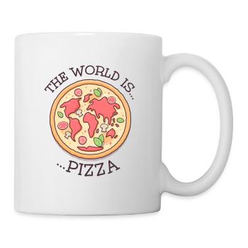 Die Welt ist Pizza - Tasse - Weiß - Rechts