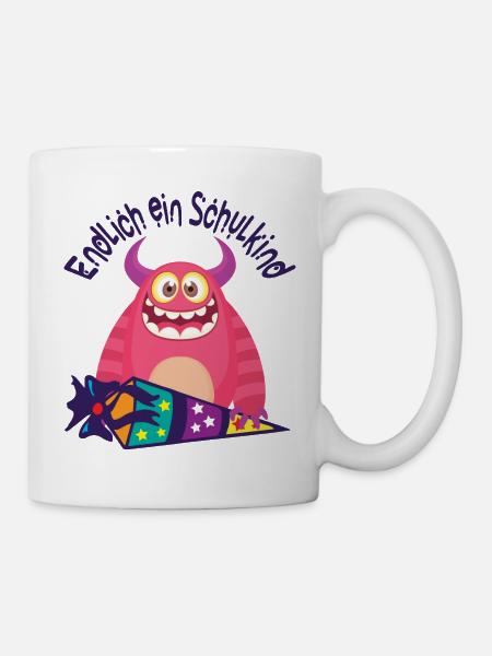 Schulkind Einschulung Monster Geschenk zur Schule - Tasse - Weiß