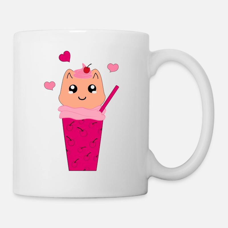 Kawaii Milchshake mit Kätzchen - Tasse - Weiß