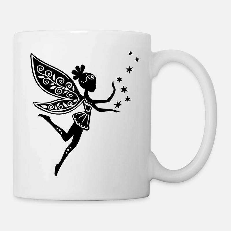Elfe, Fee, Sterne, Flügel, Magie, Glücksbringer - Tasse - Weiß