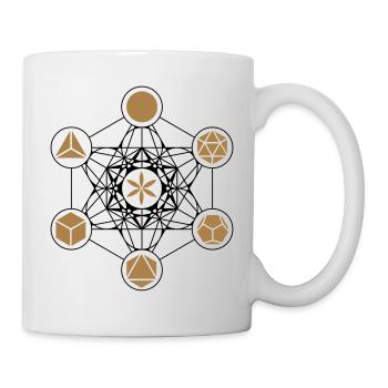 Metatrons Cube, Platonic Solids, Flower of Life - Mug - white - Right