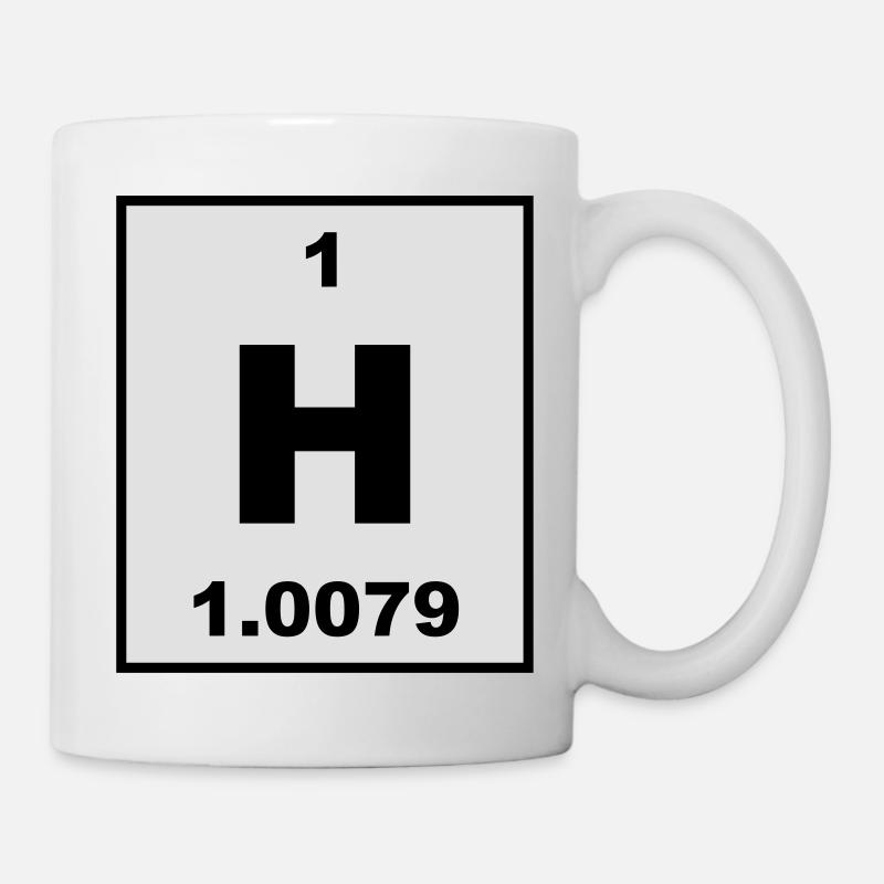 Element 1 - h (hydrogen) - Short (white) - Mug blanc - blanc