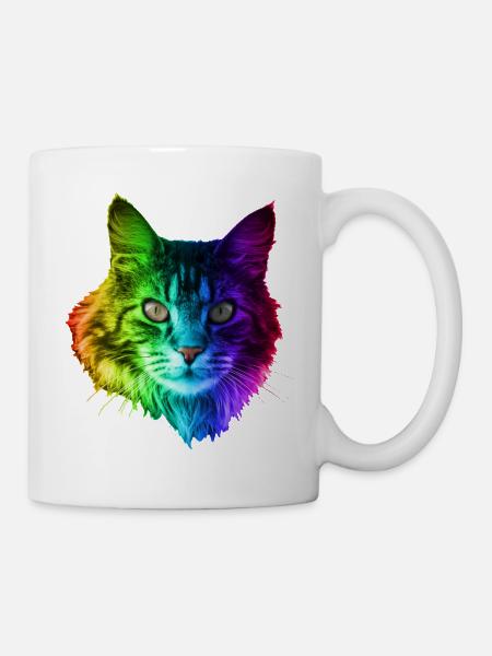 Regenbogenkatze - Tasse - Weiß