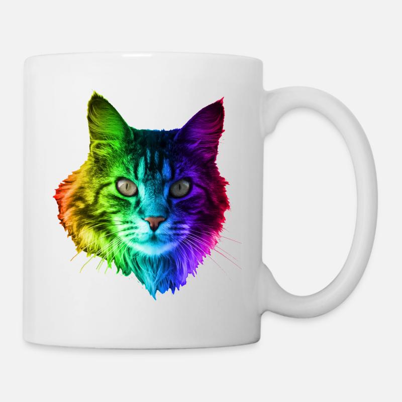 Regenbogenkatze - Tasse - Weiß