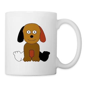Kleiner süßer bunter Hund Tiere Haustiere Kinder - Tasse - Weiß - Rechts