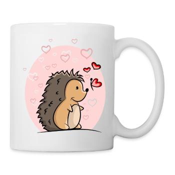 Igel mit Herzen - Tasse - Weiß - Rechts