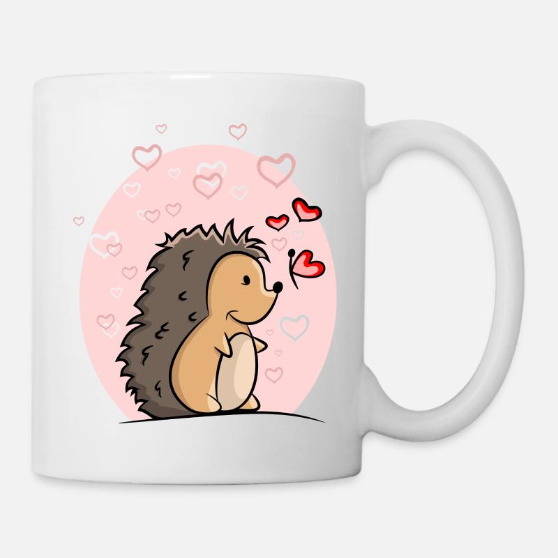 Igel mit Herzen - Tasse - Weiß