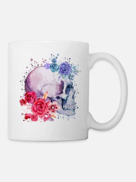 Crâne Aquarelle - Mug blanc - blanc