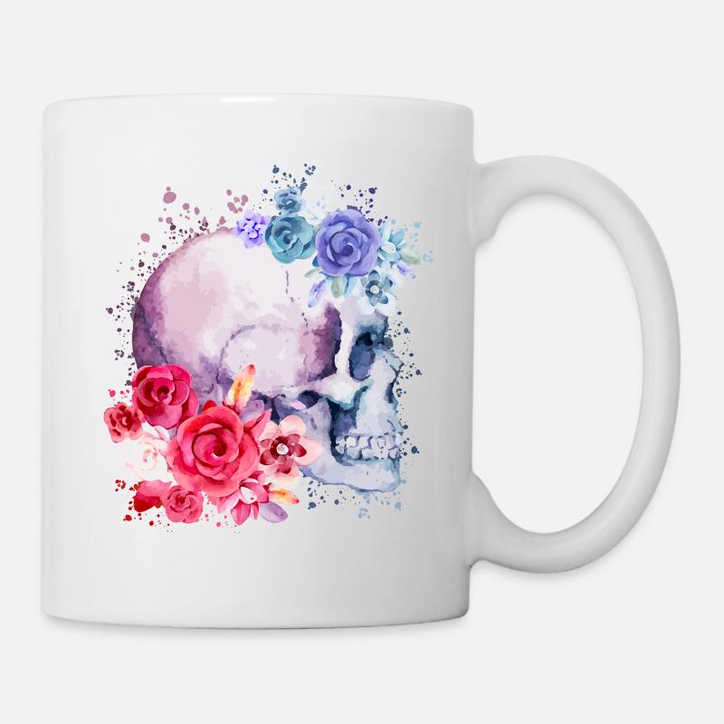 Crâne Aquarelle - Mug blanc - blanc