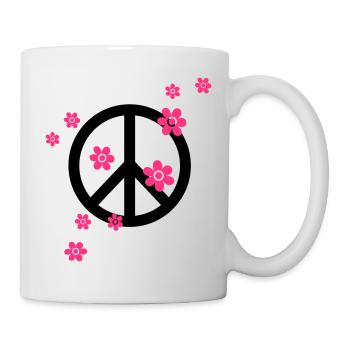 Peace Frieden Blumen Liebe Symbol Hippie Sommer - Tasse - Weiß - Rechts