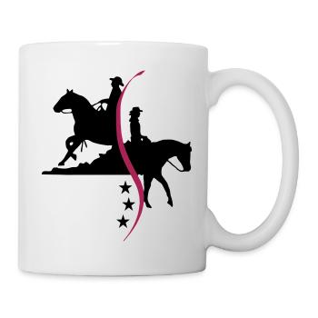 Silhouette Westernreiterin und Reiner Westernreite - Tasse - Weiß - Rechts