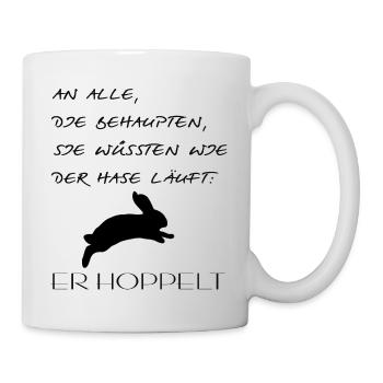 Hoppelt | Hase | Spruch - Tasse - Weiß - Rechts