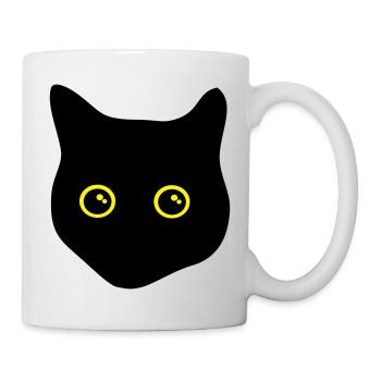 black cat, cat eyes - Mug - white - Right