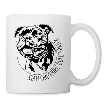 STAFFORDSHIRE BULLTERRIER Hundeportrait Wilsigns - Tasse - Weiß - Rechts