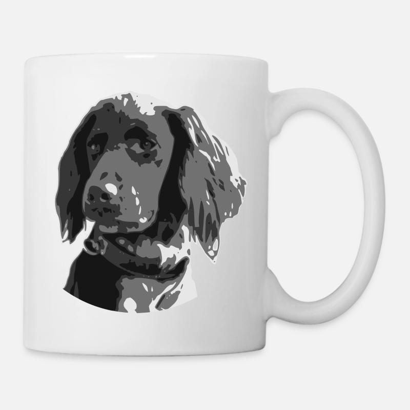 Münsterländer Silhouette Head black grey Image - Mug - white