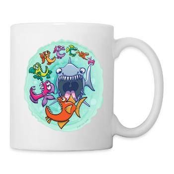 Les gros poissons mangent les petits et vice-versa - Mug blanc - blanc - Droite