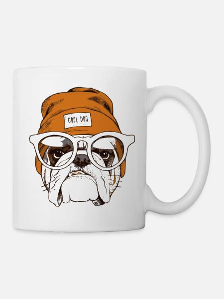 Chien hipster cool - Mug blanc - blanc