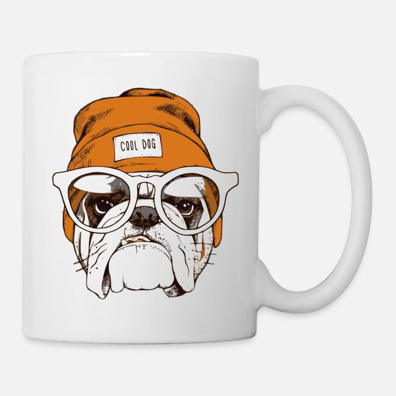 Coole hipster hond - Mugg - vit