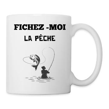 fichez moi la pêche humour pêcheur cadeau drôles - Mug blanc - blanc - Droite