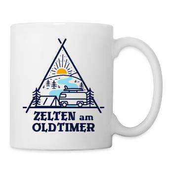 Zelten am Oldtimer - Tasse - Weiß - Rechts