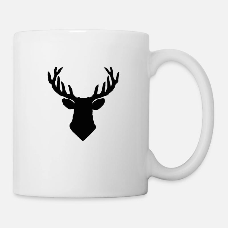 Hirschgeweih schwarz - Tasse - Weiß