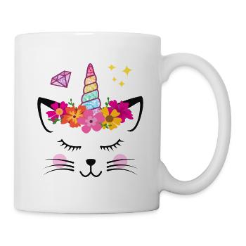 Einhorn Katze Diamanten - Tasse - Weiß - Rechts