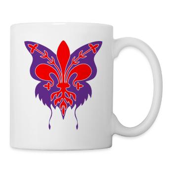 Florenzlilie mit Schmetterlingsschattenbild - Tasse - Weiß - Rechts