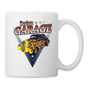 custom garage hot rod vintage American car - Mug - white - Right