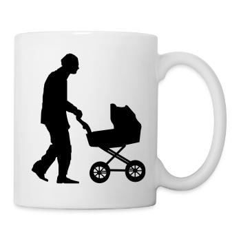 Grandpa with a stroller - baby grandfather for a walk - Mug - white - Right