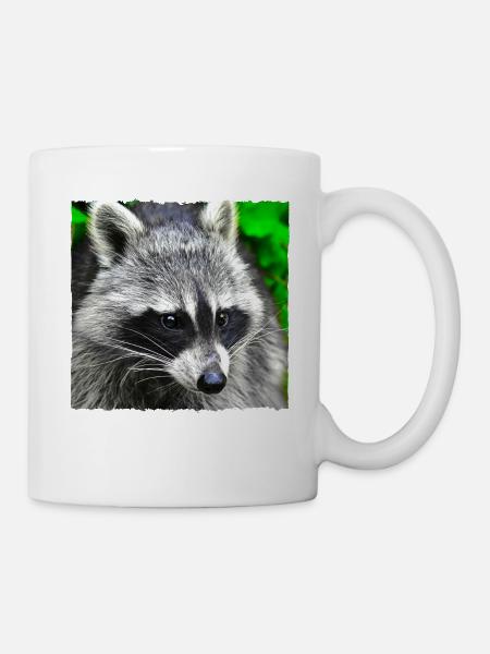 Besuch vom Waschbär - Tasse - Weiß