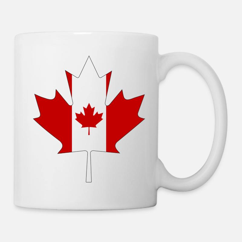 Drapeau du Canada comme feuille d'érable avec cadre noir - Mug blanc - blanc