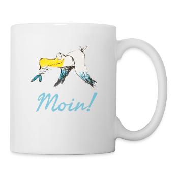 Lustige Moin Möwe von Volker Ernsting - Tasse - Weiß - Rechts